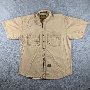Camel Trophy Adventure Wear Shirt Mens 2XL Khaki Safari Outdoor Button Up Logo